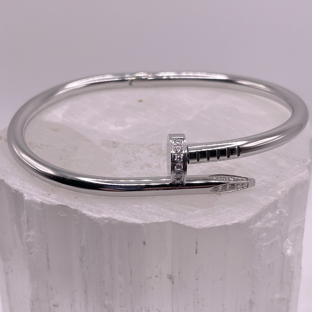 Silver Nail Rhinestone Wrap Bracelet